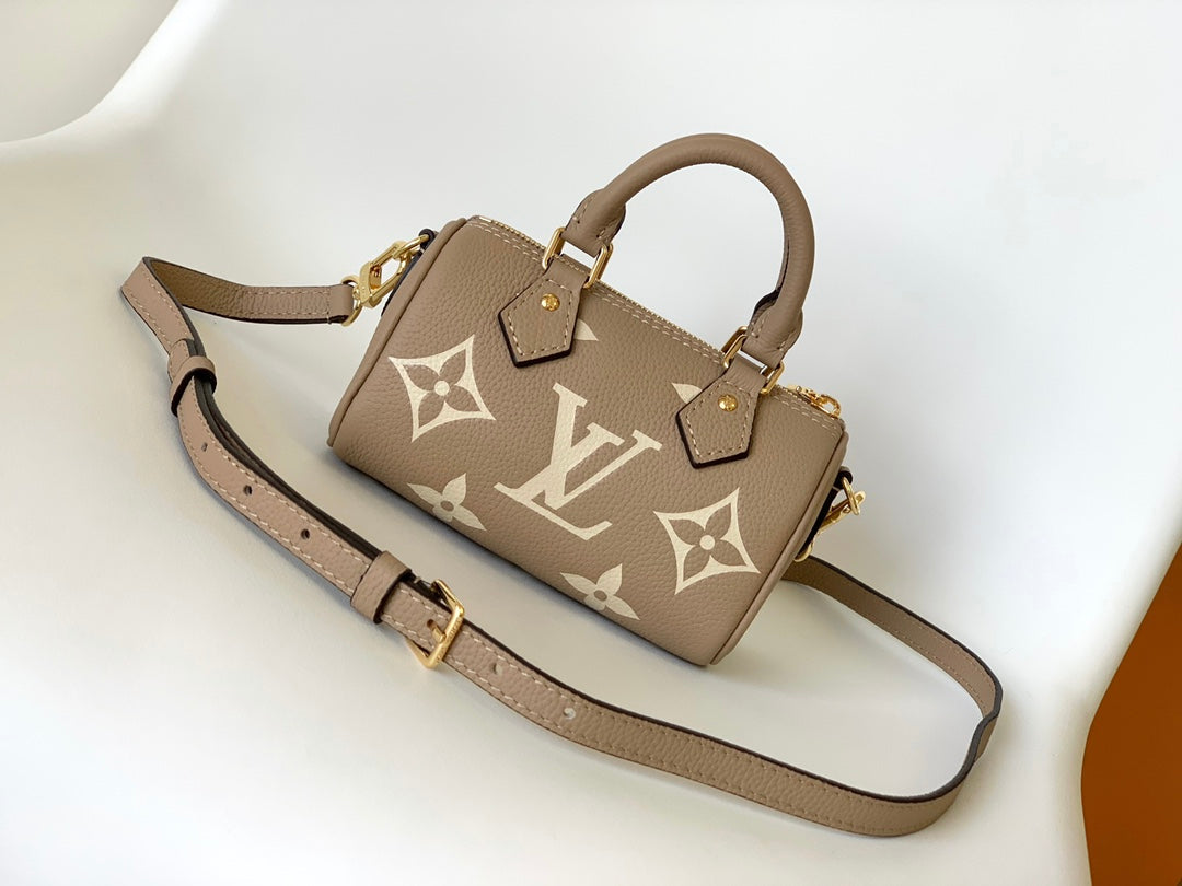 Louis Vuitton Nano Speedy Monogram Empreinte Leather - Bicolor Tourterelle/Crème