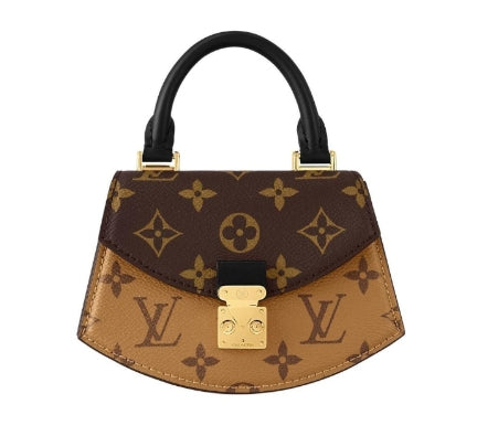 Louis Vuitton Vintage Brown Monogram Mini Top Handle Purse with Gold Clasp