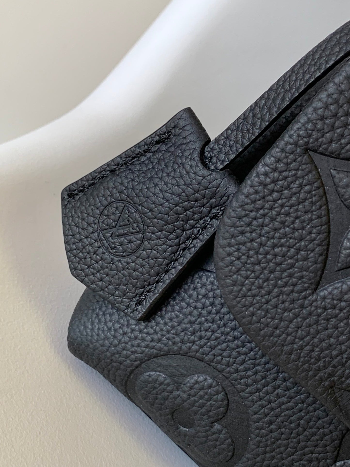 Louis Vuitton Black Embossed Leather Top Handle Handbag with Crossbody Strap