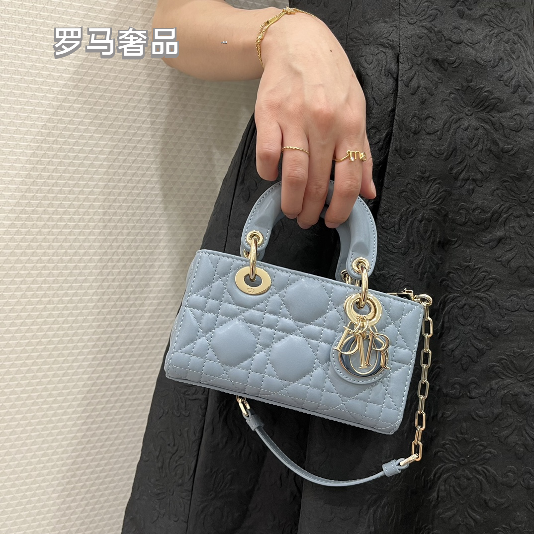 Lady D-Joy Bag - Off-White Cannage Lambskin with Gold-Finish Metal Charms