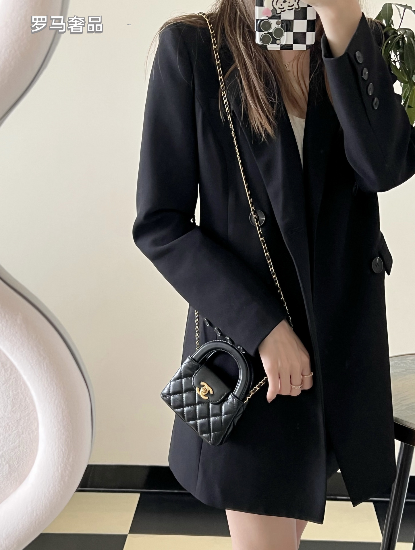 Chanel Black Quilted Lambskin Mini Top Handle Bag Gold-Tone Hardware