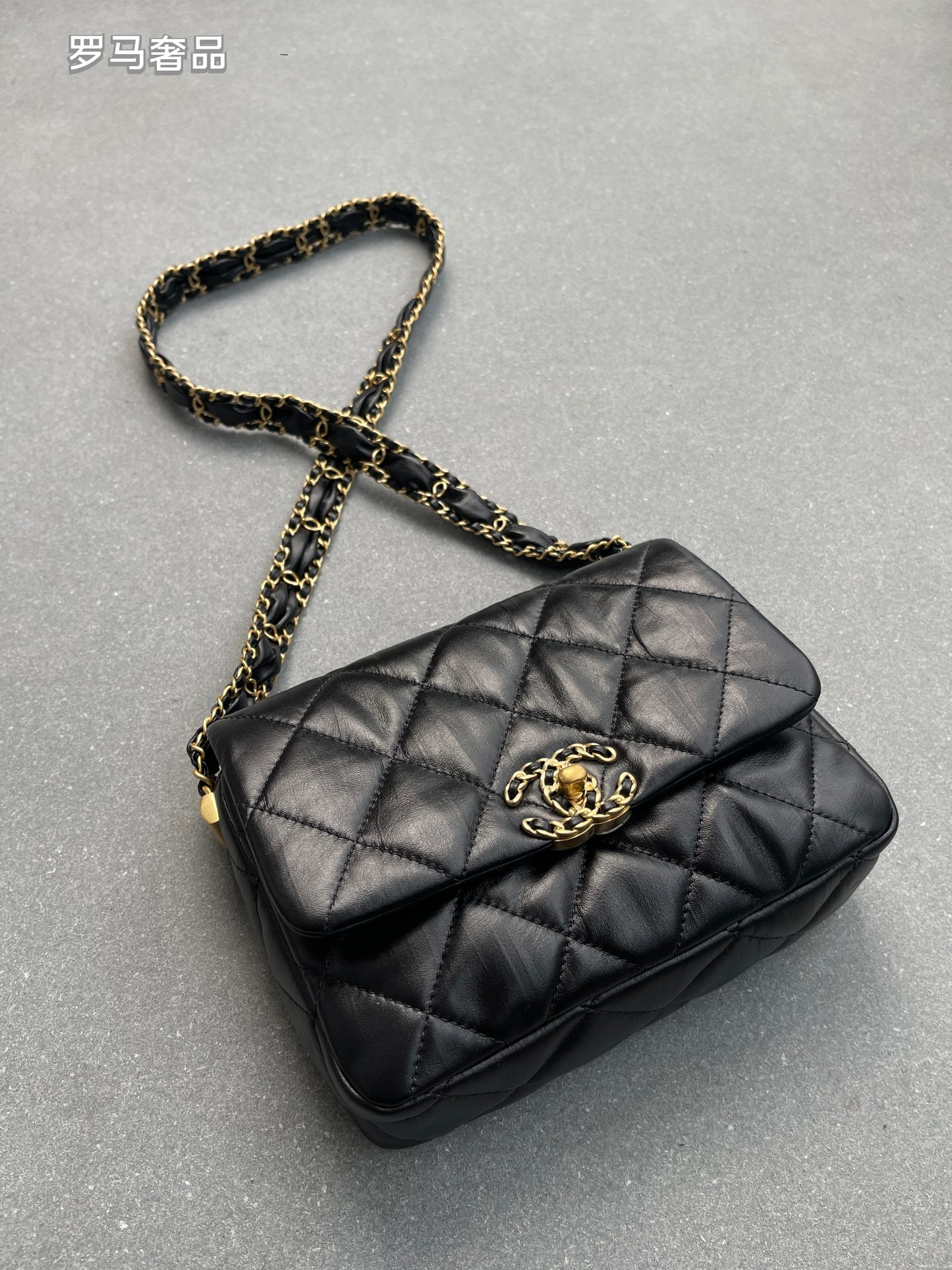 Chanel 19 Large Flap Bag - Black Quilted Lambskin Leather with Mixed Hardware