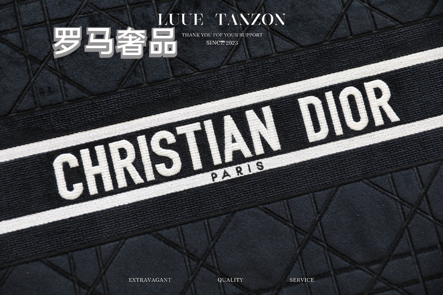 Christian Dior Large Book Tote Black Canvas Bag