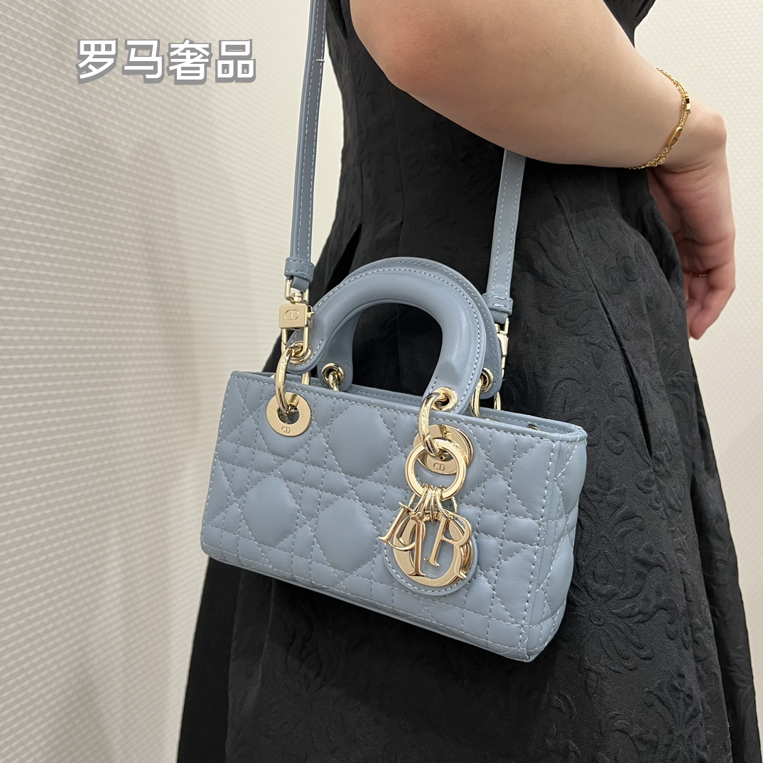 Lady D-Joy Bag - Off-White Cannage Lambskin with Gold-Finish Metal Charms