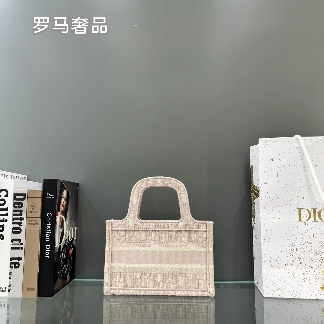 Dior Vintage Blue Monogram Canvas Mini Tote Bag with Top Handle