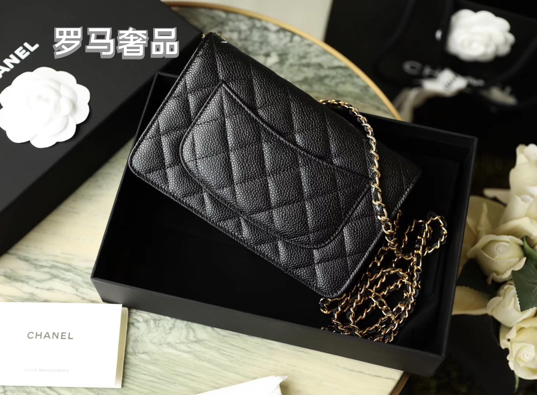 Chanel Classic Wallet on Chain - Black Quilted Lambskin Leather with Silver-Tone Hardware