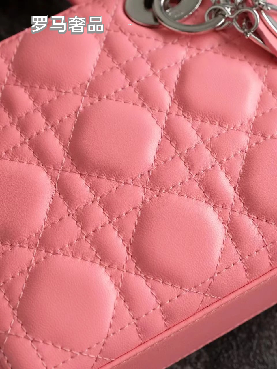 Mini Lady Dior Bag in Pink Cannage Lambskin with Silver-Tone Charms