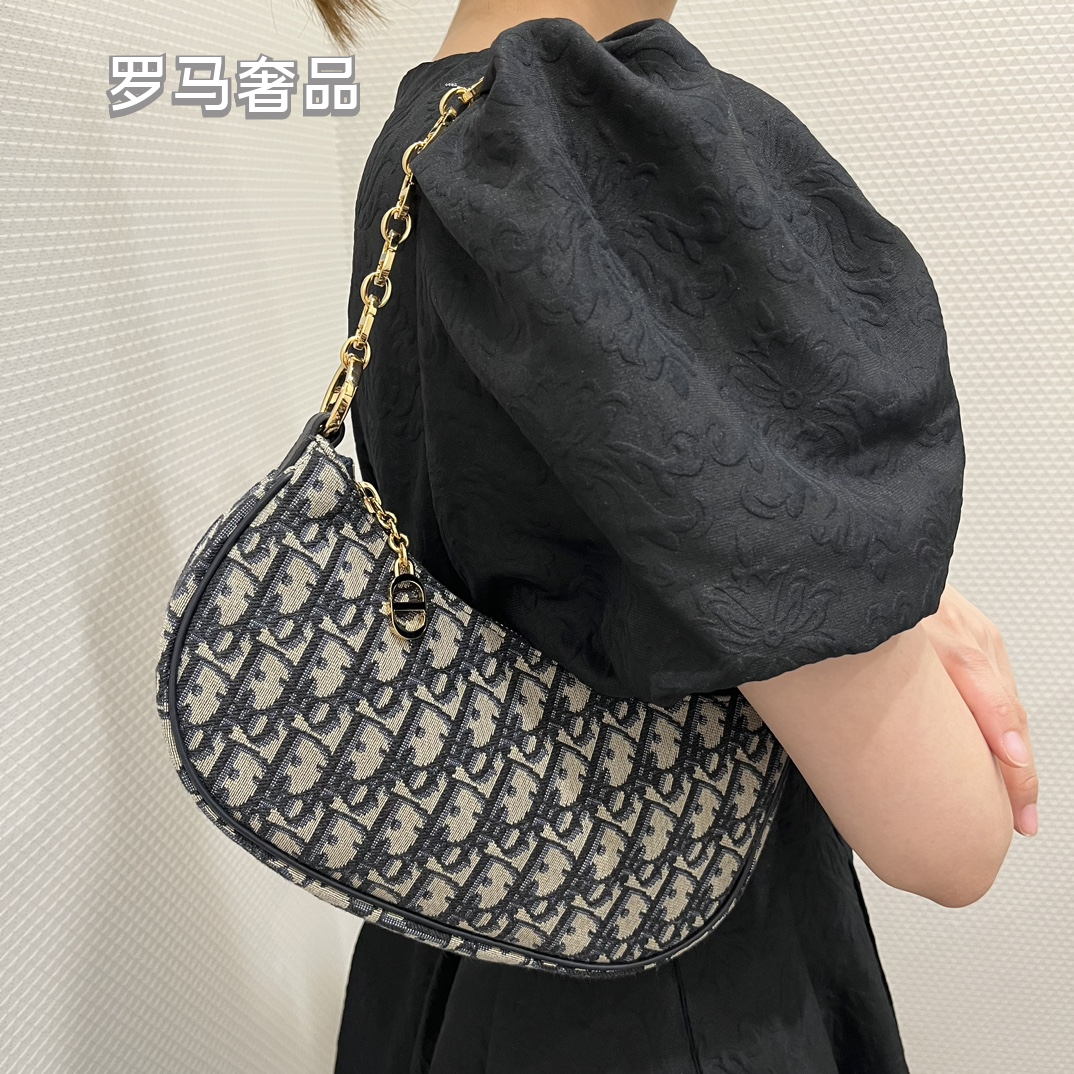 Dior Small Hobo Bag Blue Oblique Jacquard Canvas Shoulder Bag