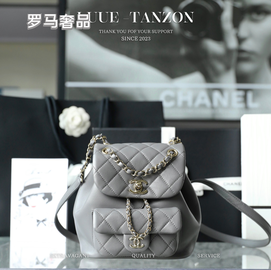 Chanel Urban Spirit Quilted Lambskin Backpack - Black with Silver-Tone Hardware
