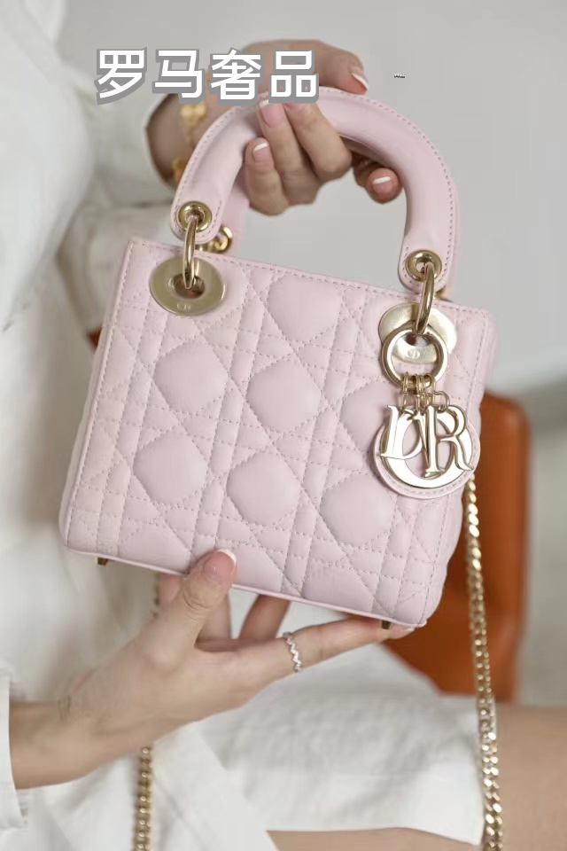 Micro Lady Dior Bag in Pink Lambskin with Heart-Motif Quilting