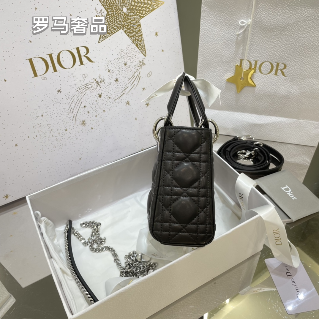 Lady Dior Micro Bag - Black Cannage Lambskin with Gold-Finish Metal Charms