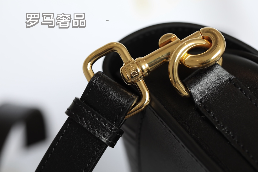 Dior Bobby Bag in Black Box Calfskin with Gold-Finish Metal Hardware