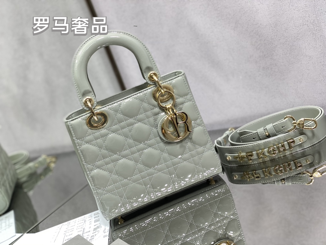 Lady Dior My ABCDIOR Small Handbag in Light Gray Cannage Lambskin