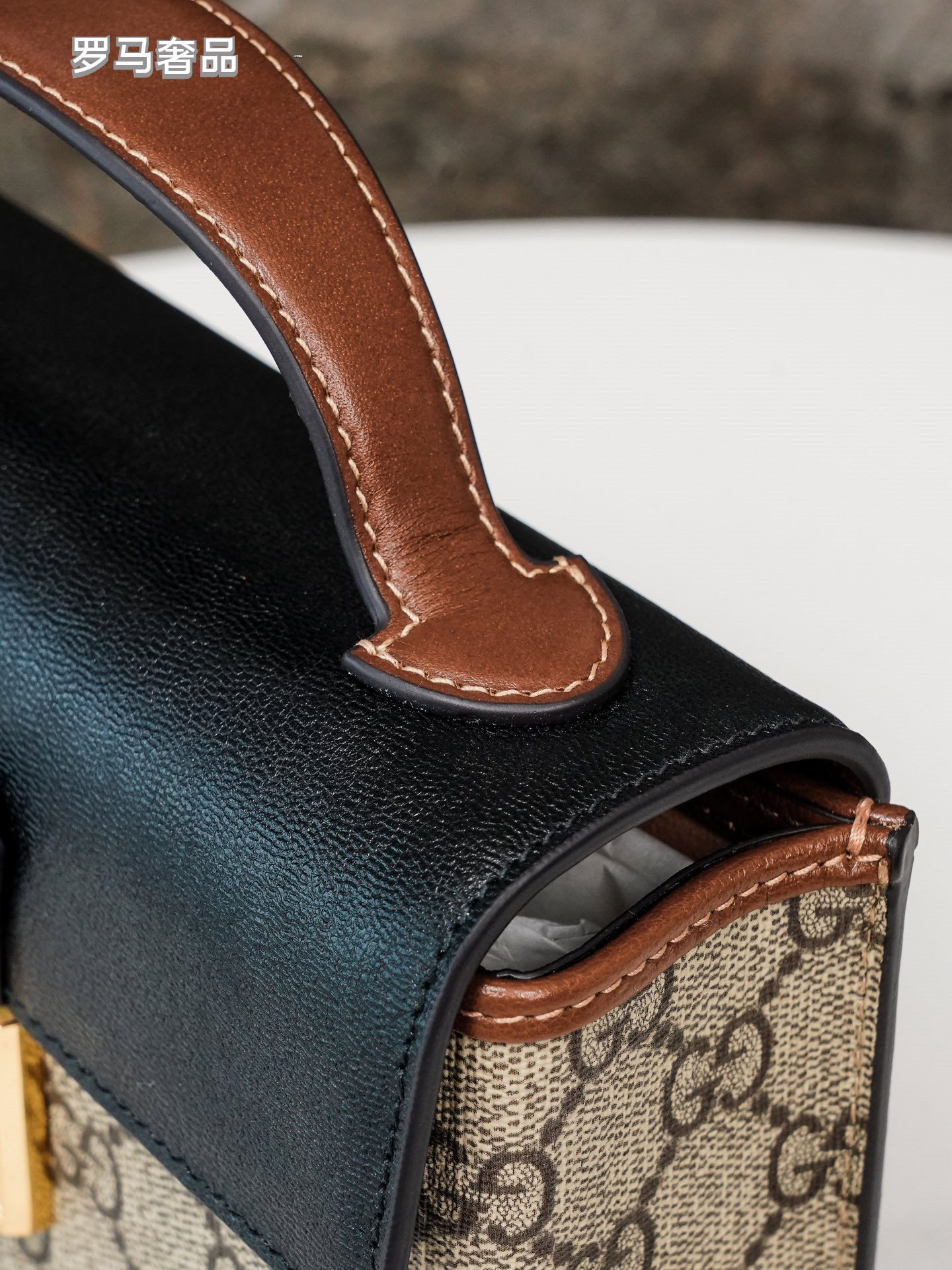 Gucci Padlock Small GG Supreme Shoulder Bag - Black &amp; Brown Leather