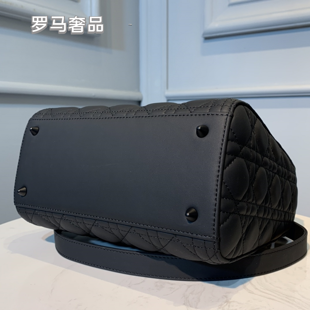 Medium Lady Dior Bag in Black Ultra-Matte Cannage Calfskin