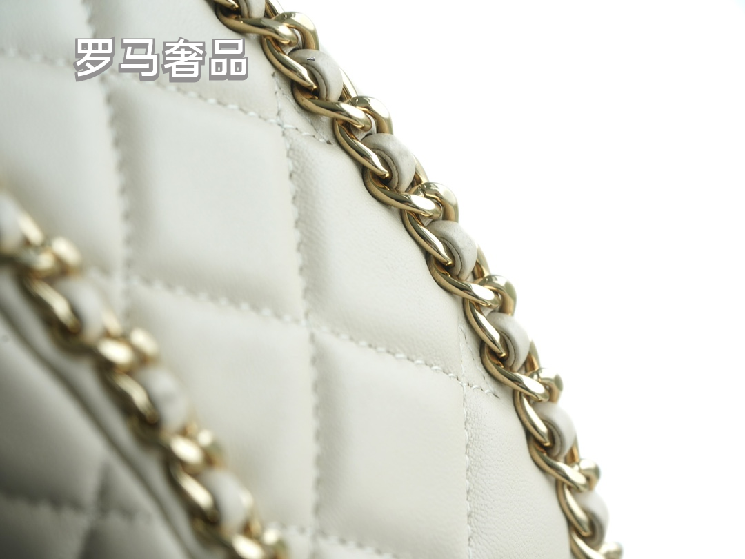 Chanel Style Small Quilted Crescent Hobo Bag in Beige with Gold-Tone Chain