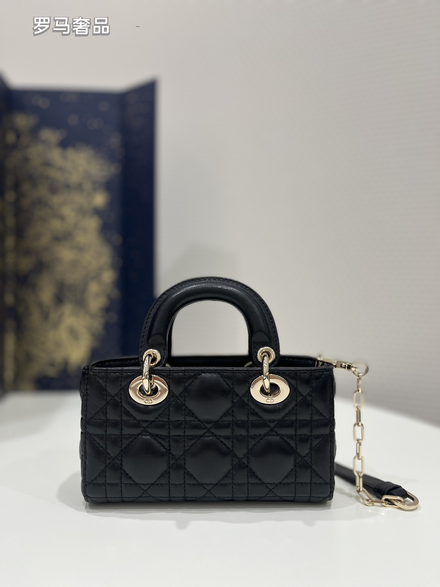 Lady D-Joy Bag - Off-White Cannage Lambskin with Gold-Finish Metal Charms