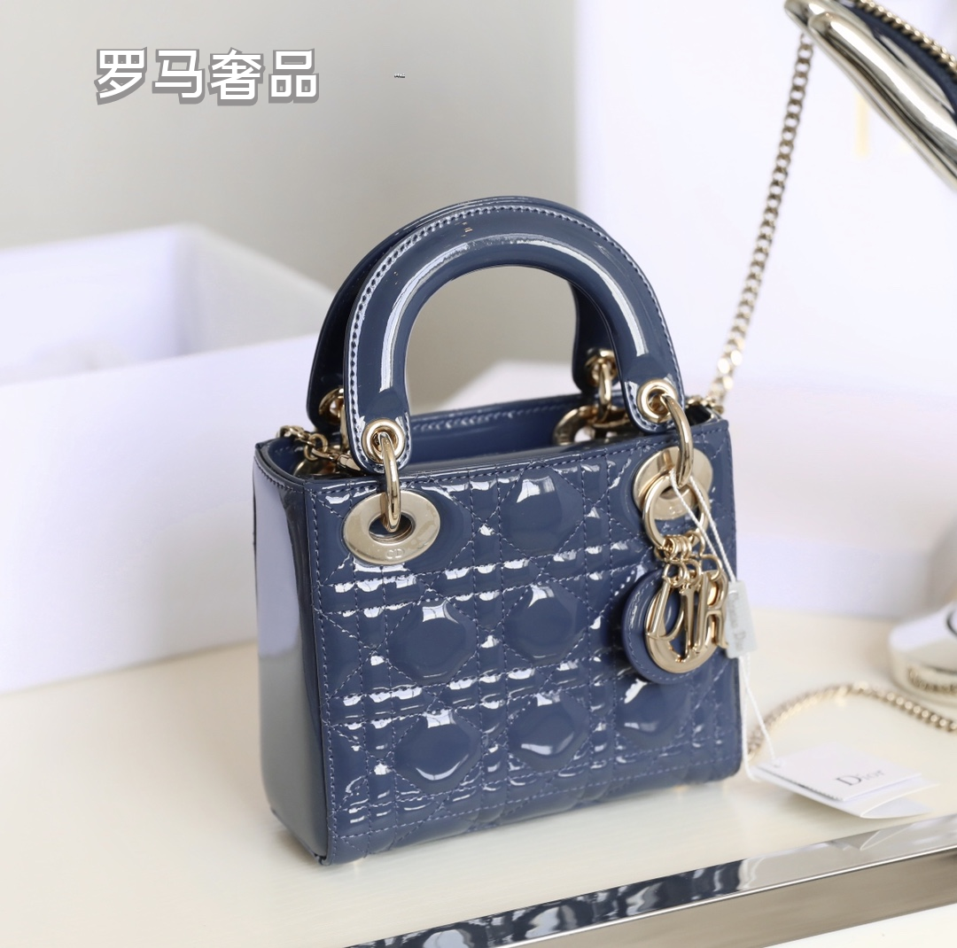 Mini Lady Dior Handbags - Quilted Cannage Leather Mini Bags in Blue and Pink