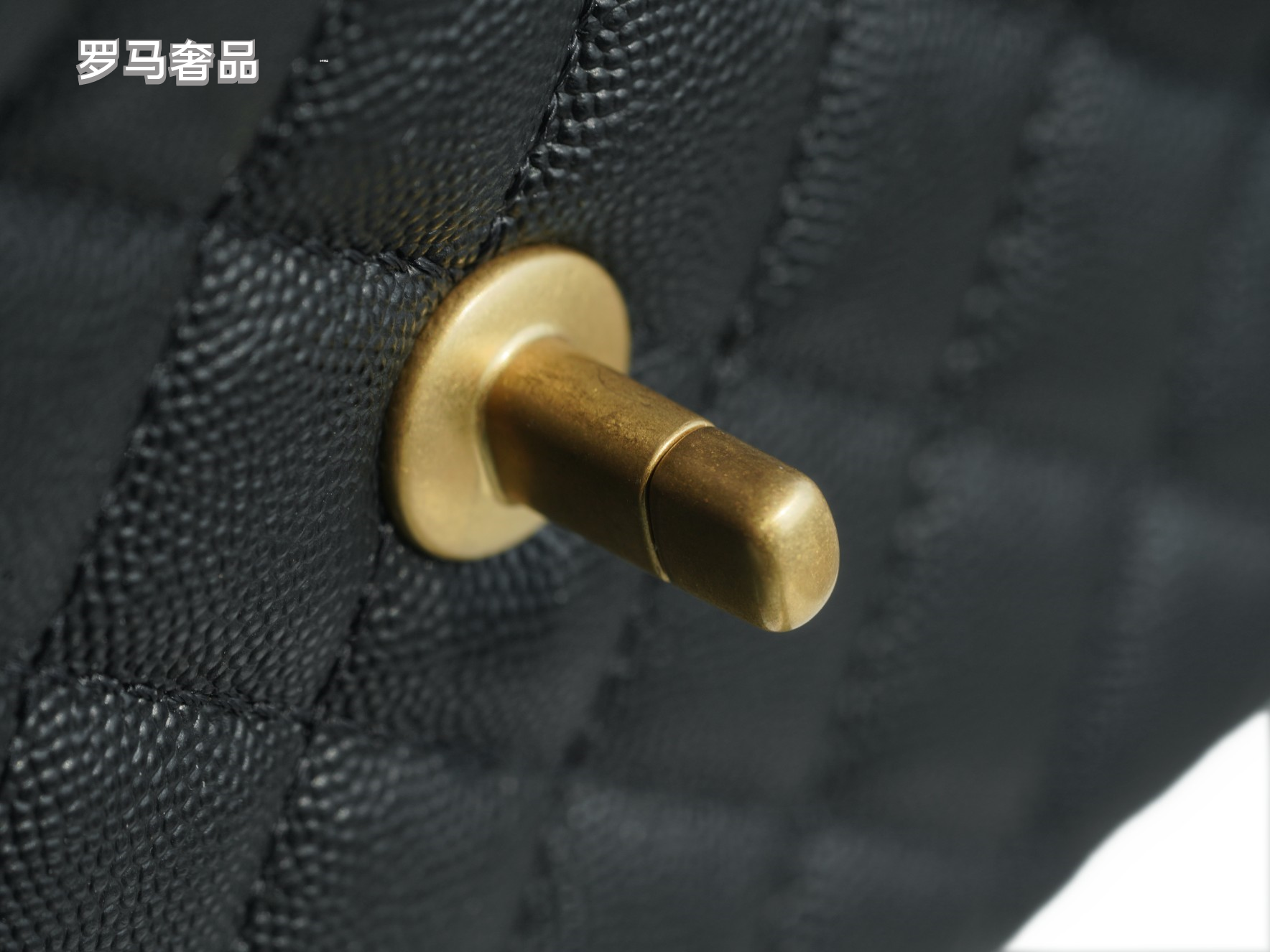 Chanel Medium Coco Handle Bag Black Quilted Caviar Leather Gold Hardware