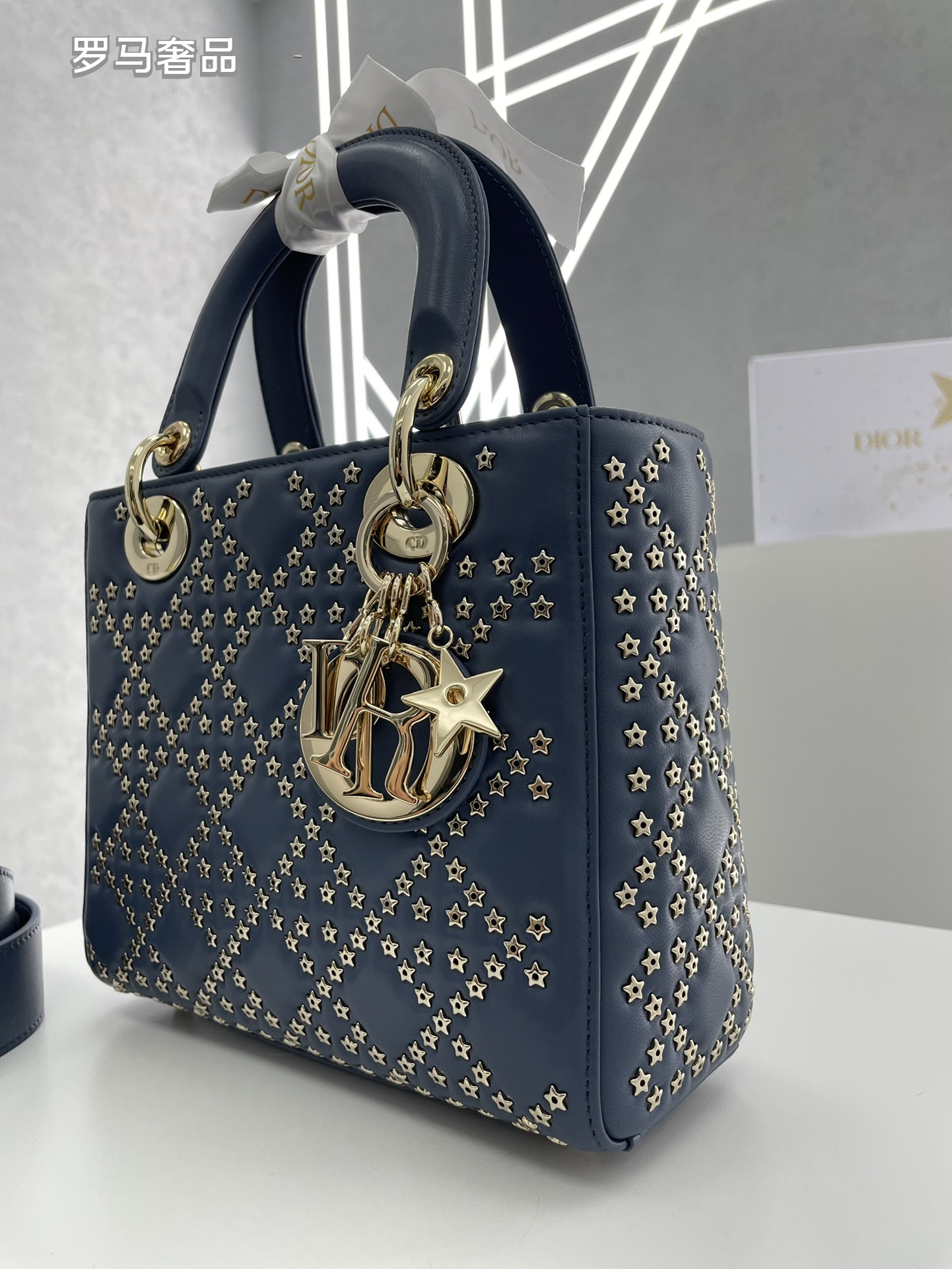 Lady Dior My ABCDior Bag White Cannage Lambskin with Gold-Finish Charms