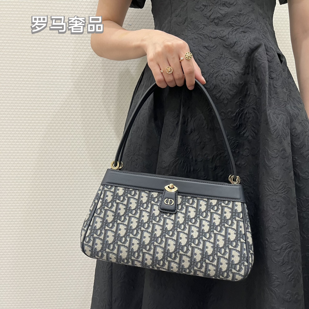 Dior Blue Oblique Jacquard Shoulder Bag