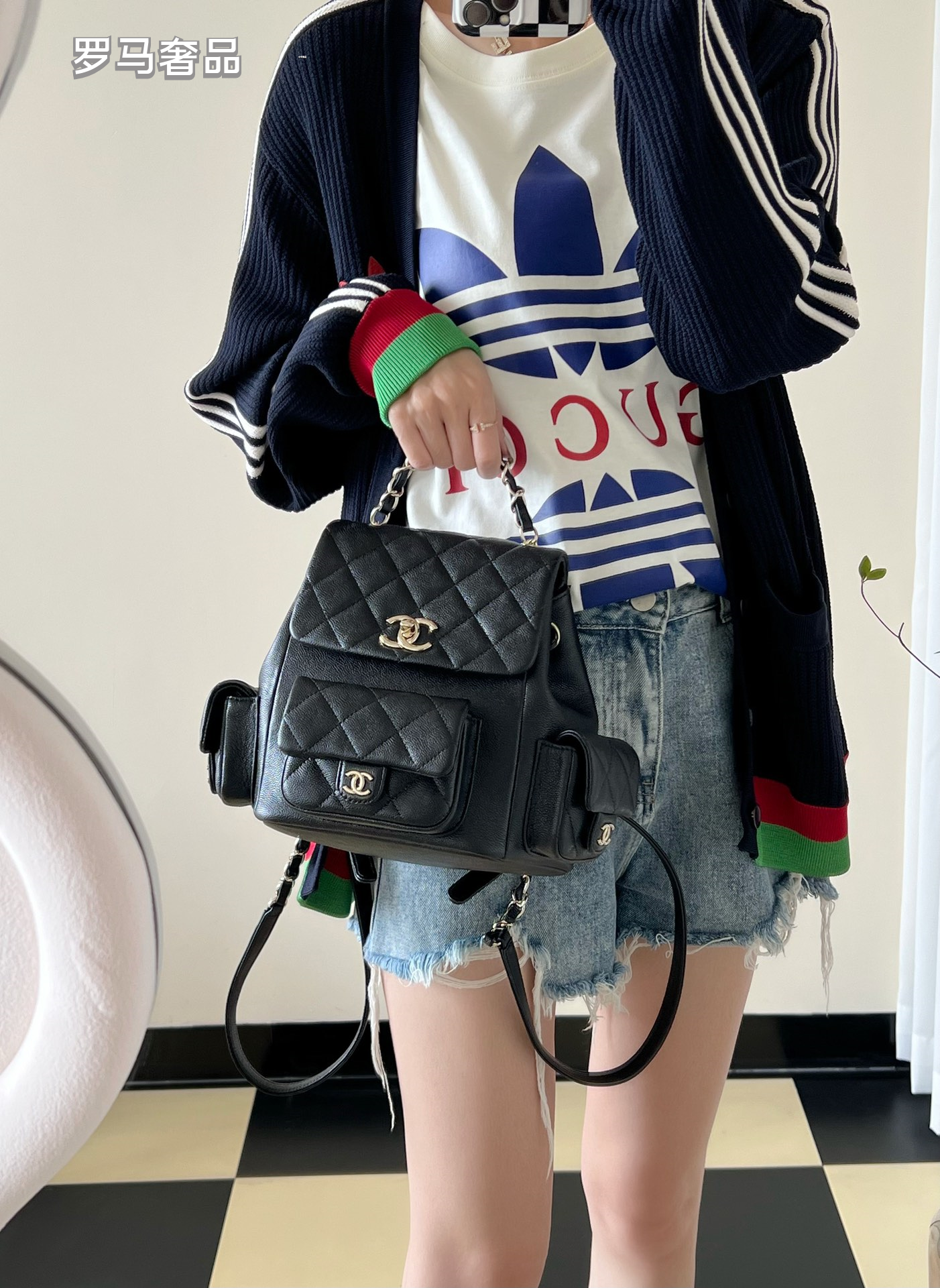 Chanel Dumas Quilted Caviar Leather Backpack - Black Gold-Tone Hardware