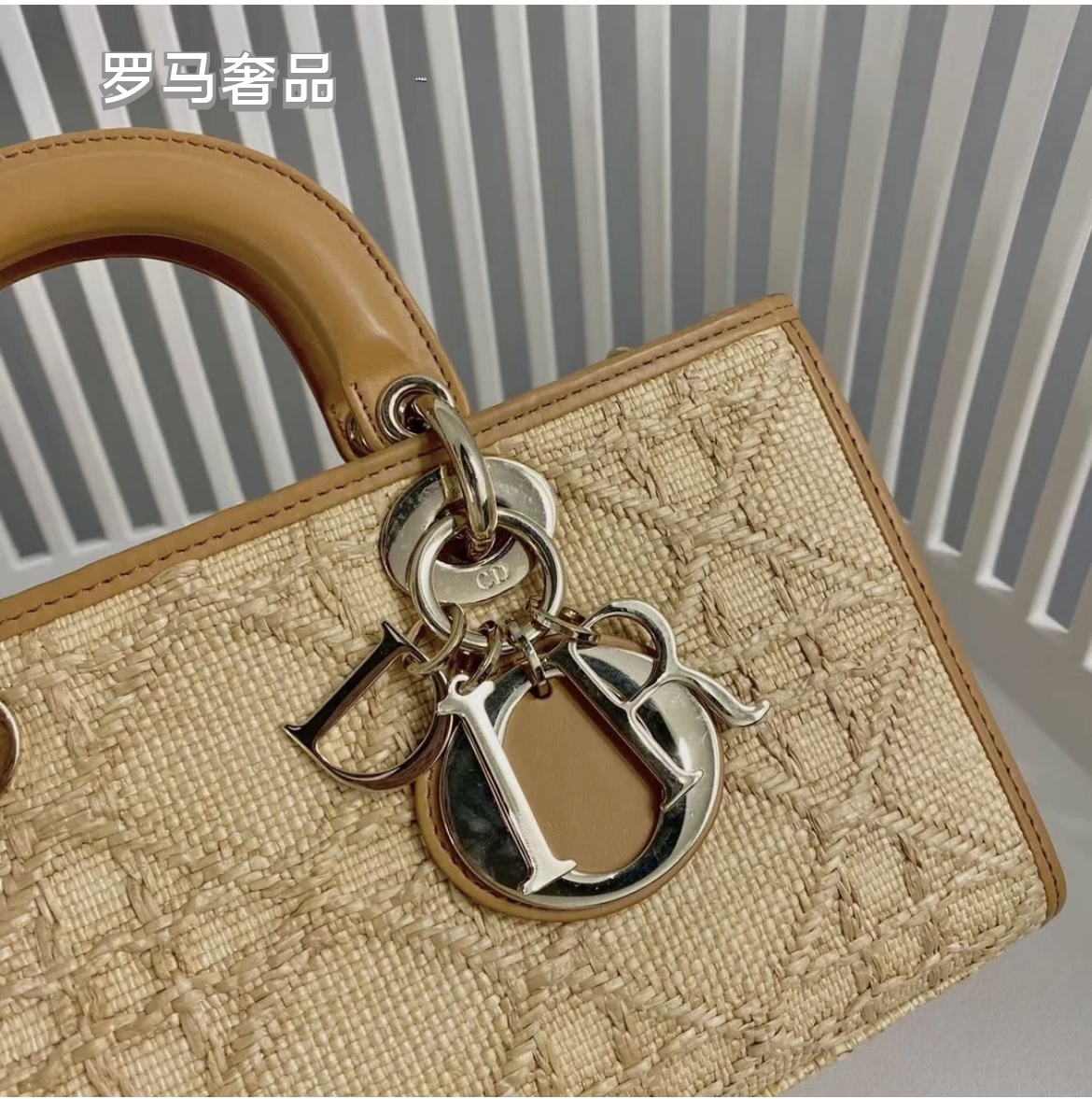Elegant Quilted Horizontal Handbag - Beige Crossbody Bag with Charms and Dual Straps