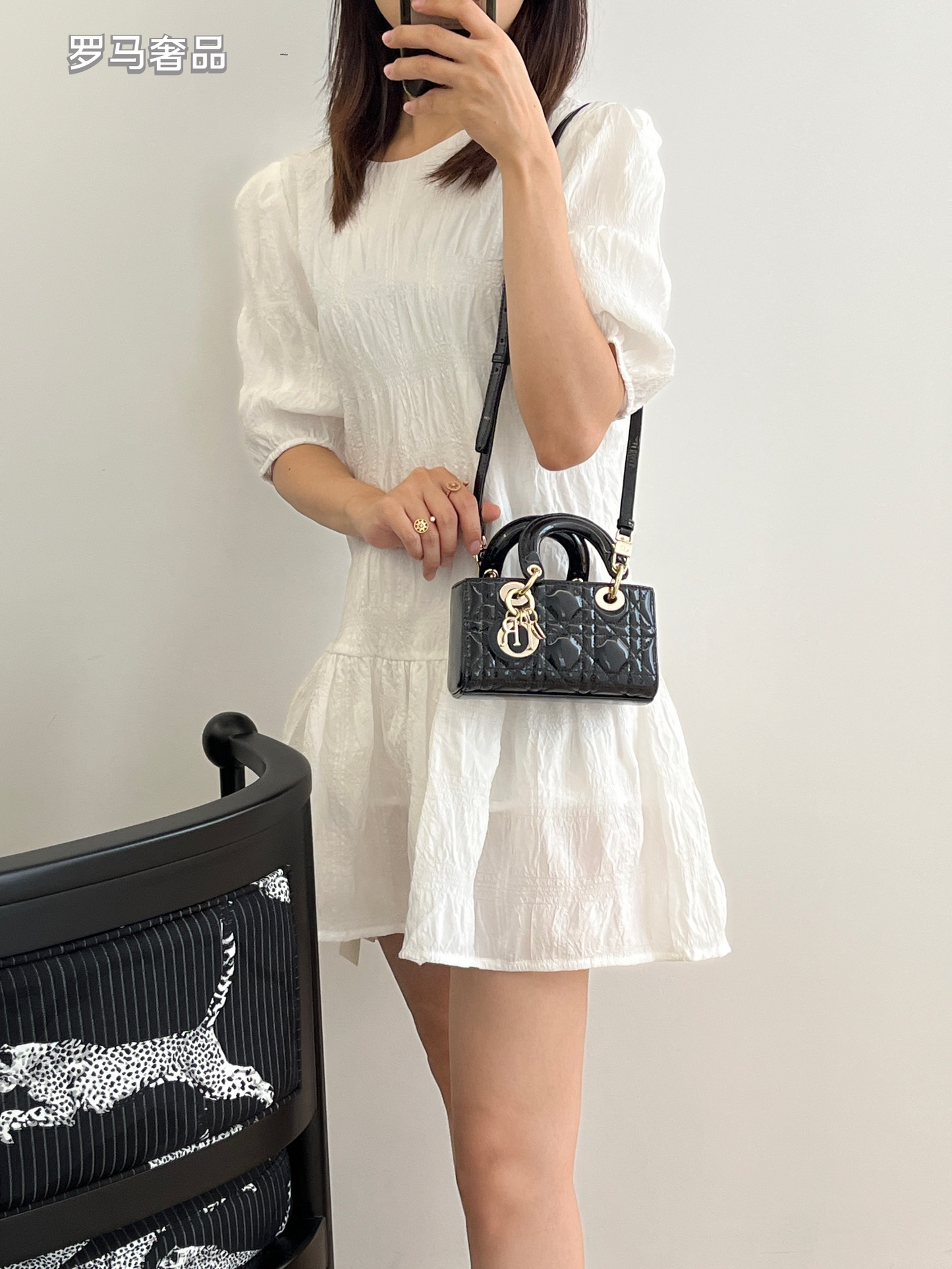 Lady Dior Joy Micro Bag - Cannage Lambskin & Patent Leather Handbags
