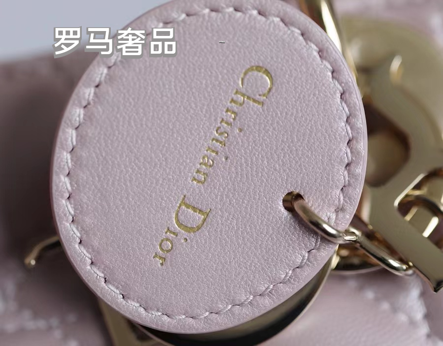Lady Dior Mini Bag - Quilted Cannage Lambskin - Silver & Pale Pink