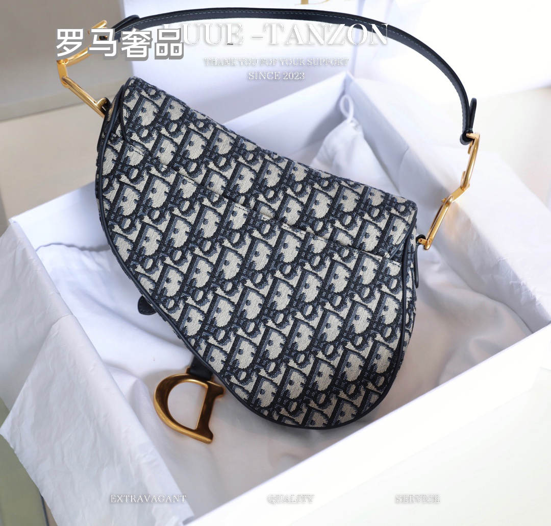 Dior Saddle Bag in Blue Dior Oblique Jacquard
