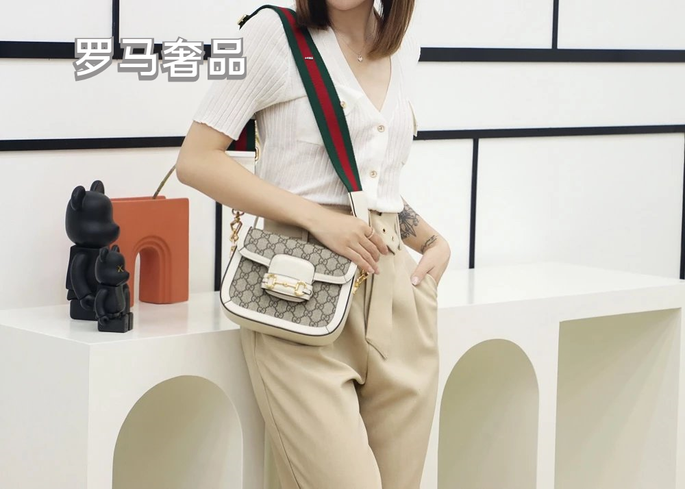 Gucci Horsebit 1955 Mini Shoulder Bag - GG Supreme Canvas &amp; Brown Leather