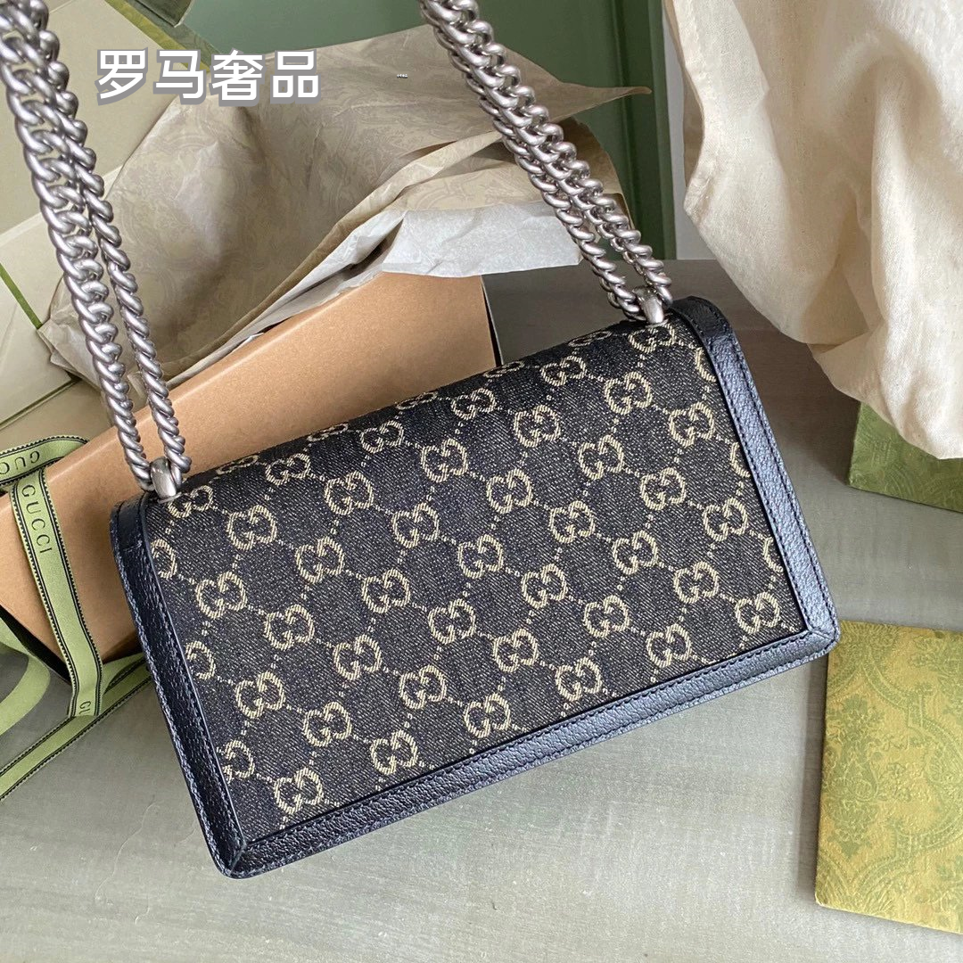 Gucci Dionysus Small GG Supreme Canvas Shoulder Bag - Blue Leather