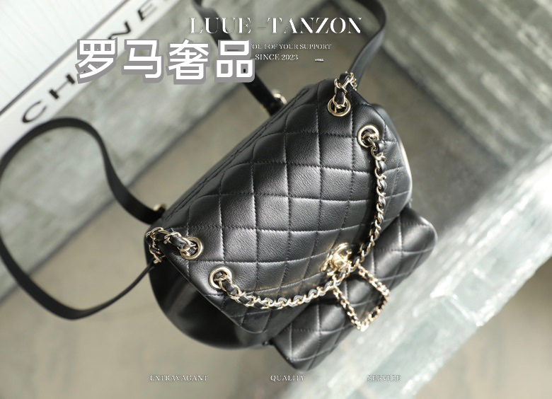 Chanel Urban Spirit Quilted Lambskin Backpack - Black with Silver-Tone Hardware