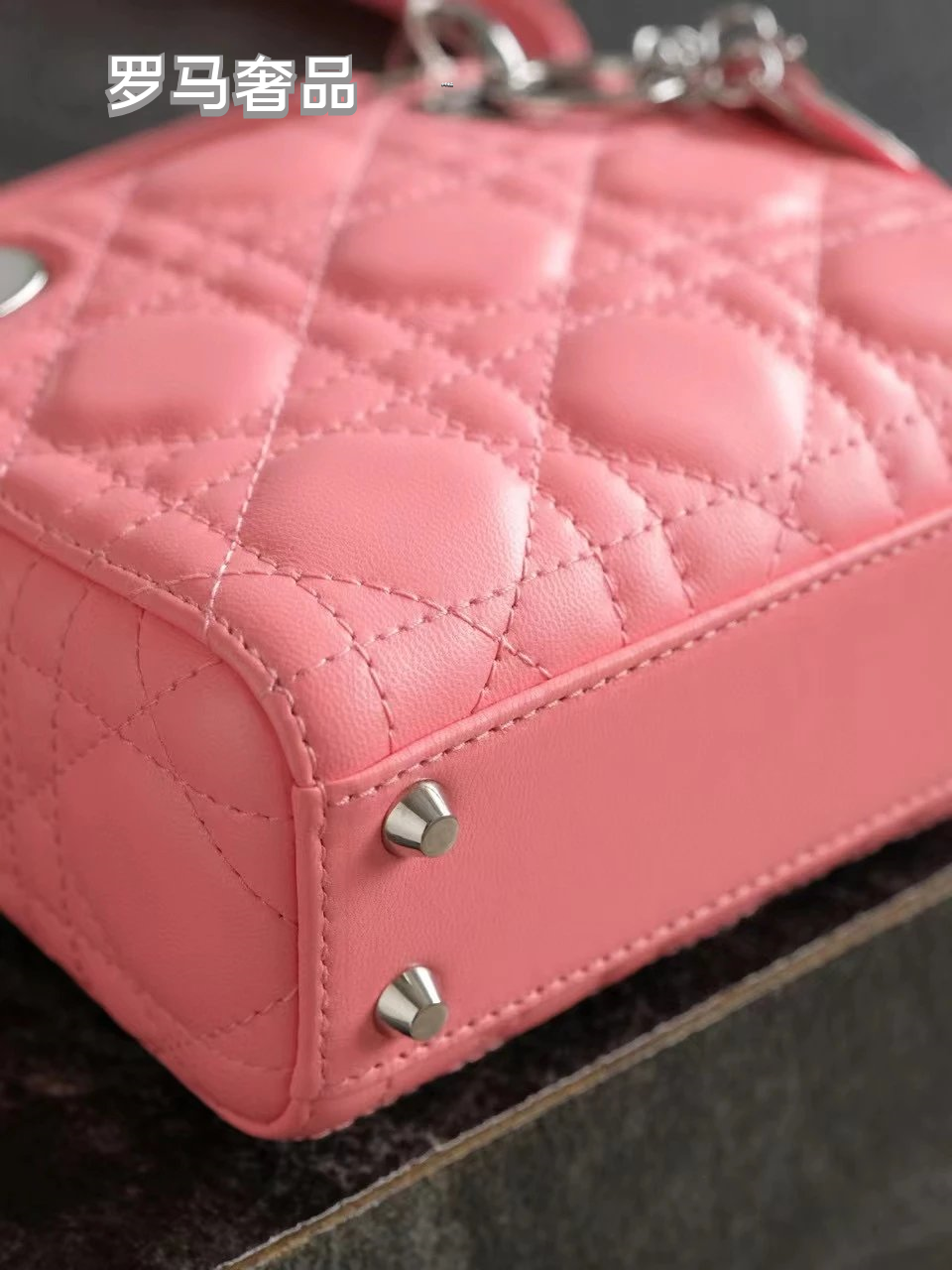 Mini Lady Dior Bag in Pink Cannage Lambskin with Silver-Tone Charms
