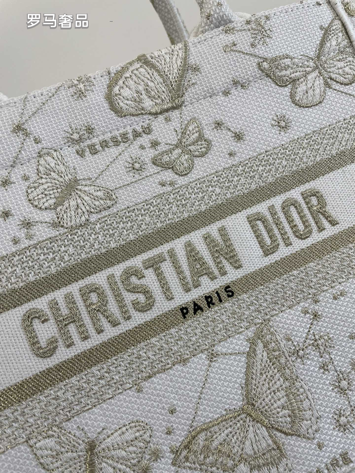 Christian Dior Book Tote Butterfly Embroidery Canvas Handbag