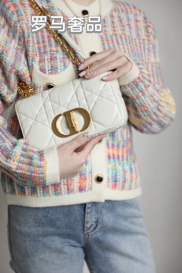 Dior Elegant Black Quilted Leather Shoulder Bag with Gold Buckle