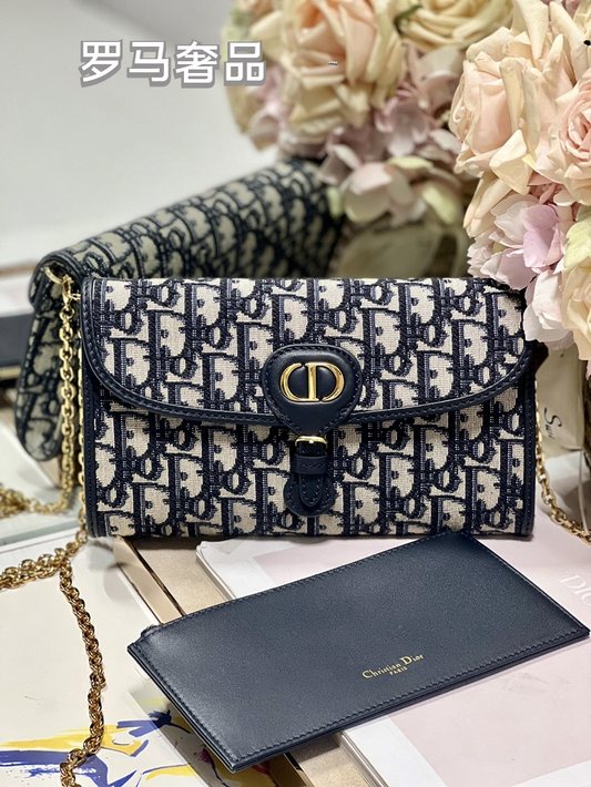 Christian Dior 30 Montaigne 2-in-1 Pouch Blue Dior Oblique Jacquard