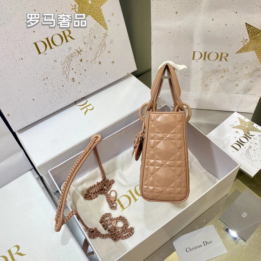 Christian Dior Micro Lady Dior Bag Beige Cannage Lambskin