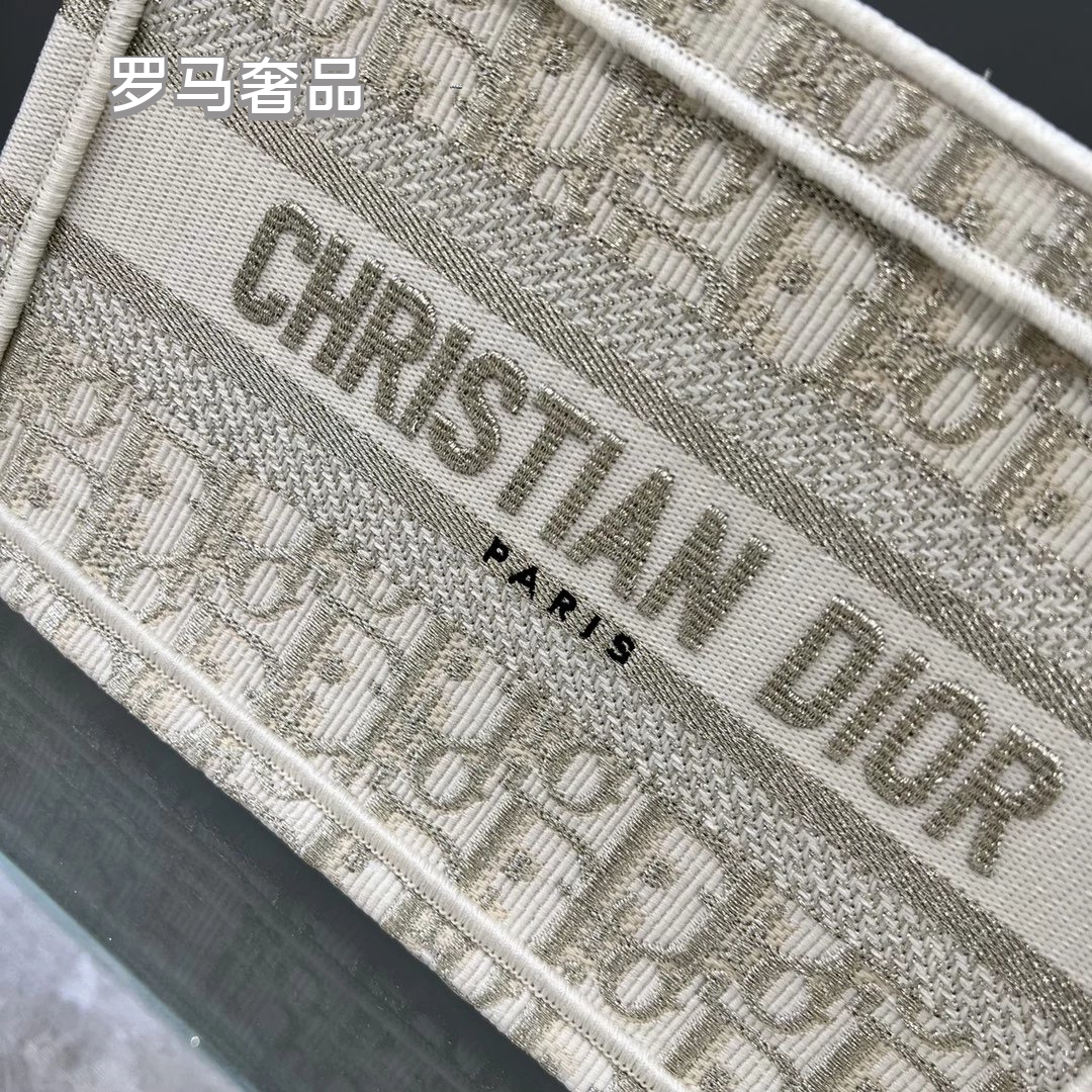 Christian Dior Blue Dior Oblique Embroidery Mini Book Tote