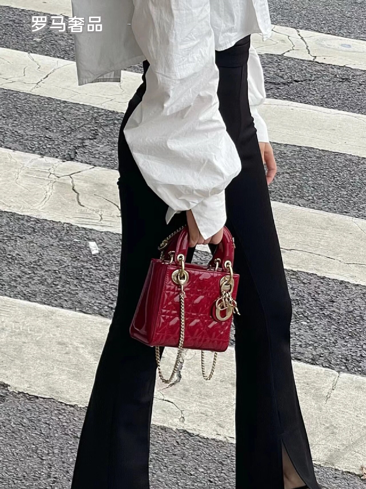 Christian Dior Micro Lady Dior Bag - Red Cannage Patent Calfskin with Gold-Finish Metal