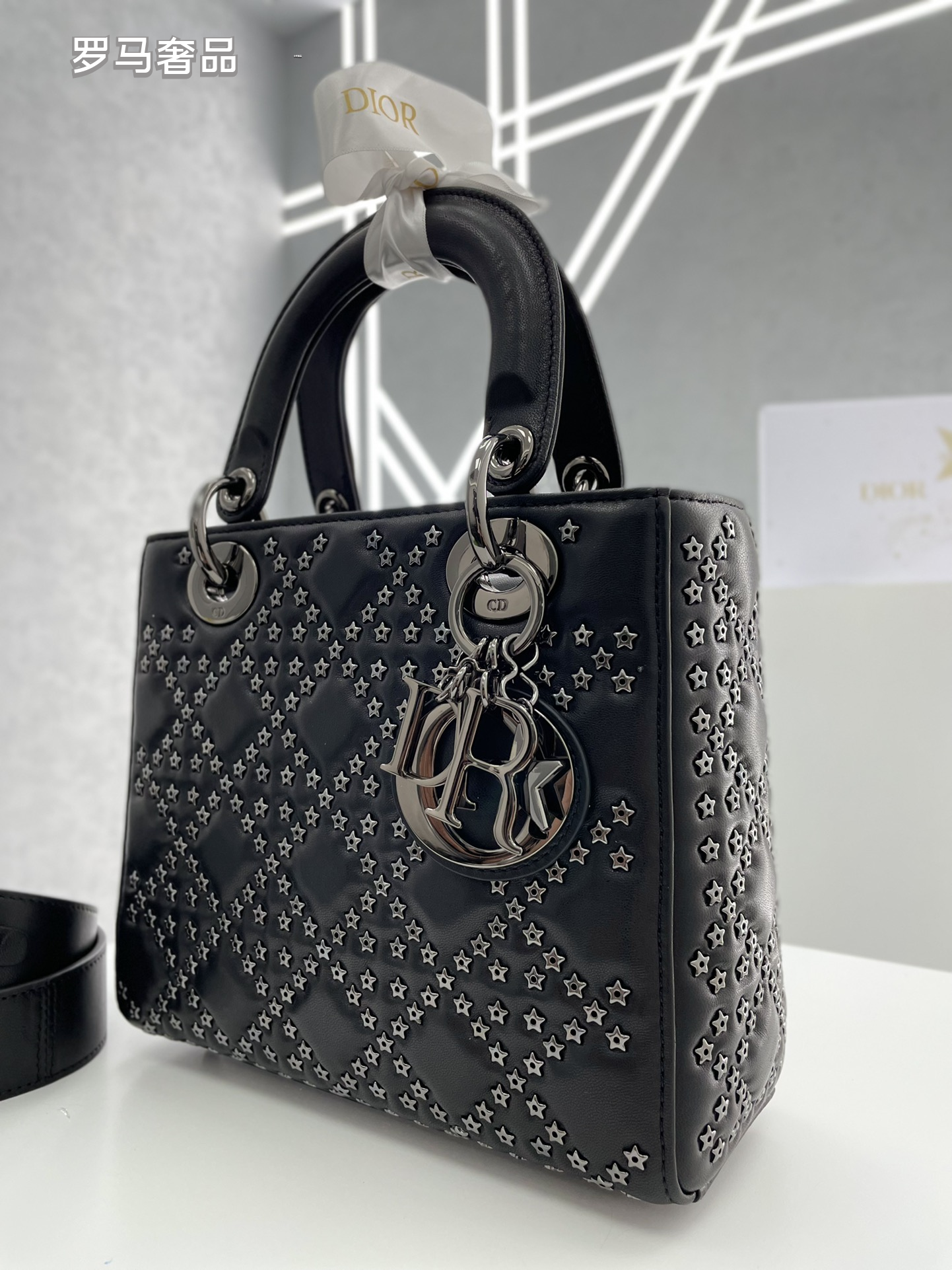 Lady Dior My ABCDior Bag White Cannage Lambskin with Gold-Finish Charms