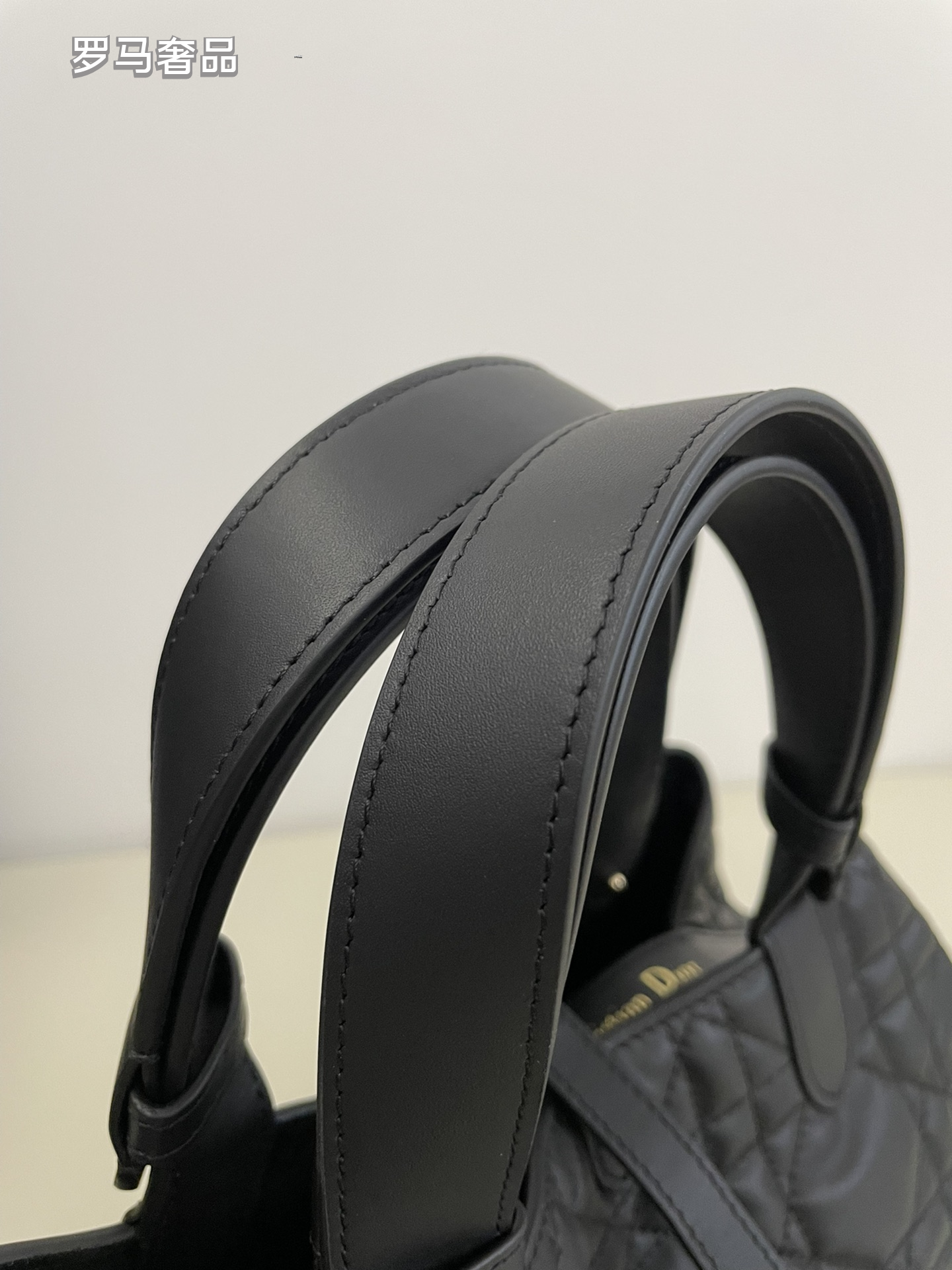 Luxury Black Quilted Macrocannage Handbag with Gold 'DIOR' Charms