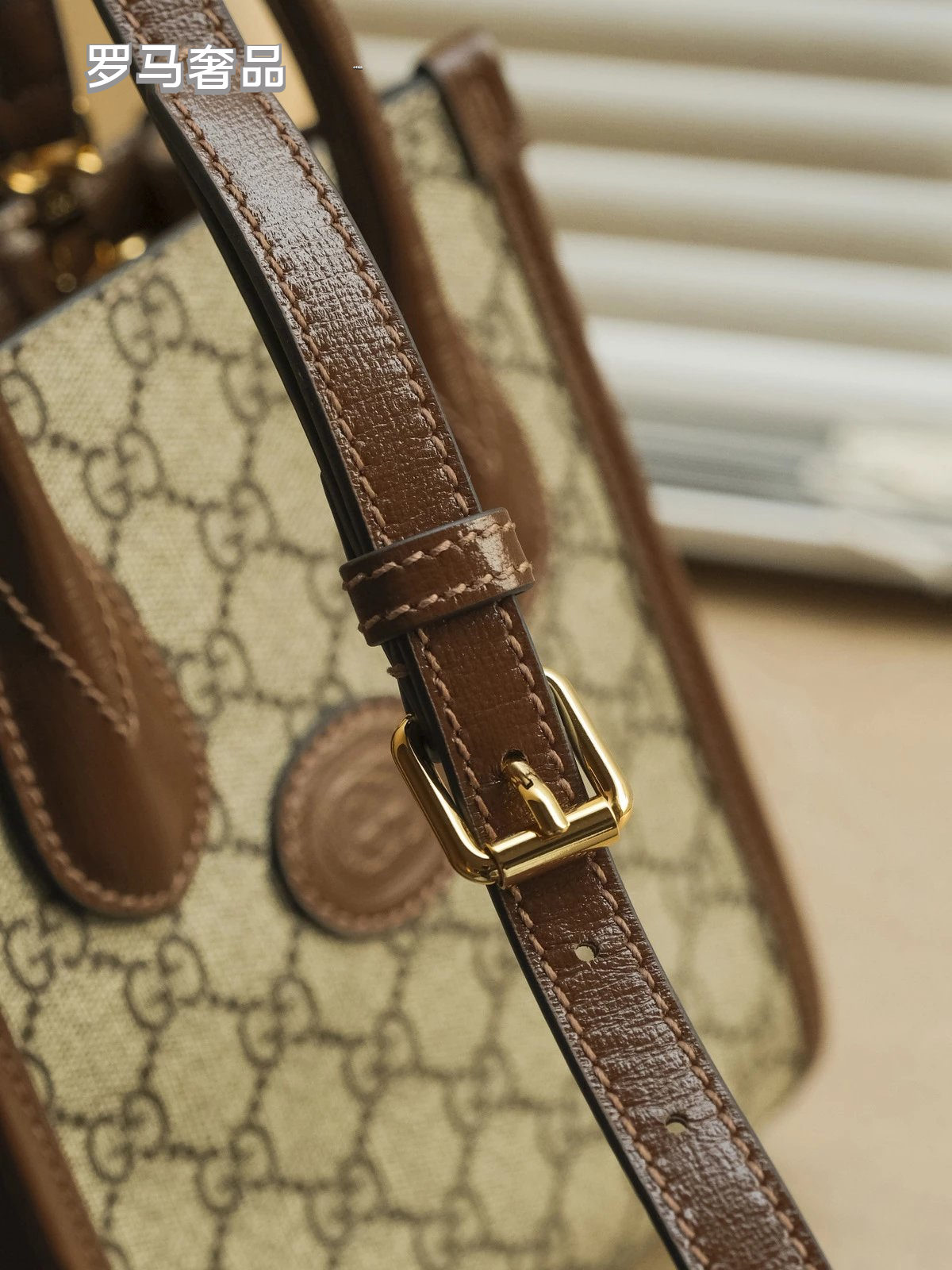 Gucci Vintage Monogram Canvas Mini Tote Handbag with Leather Trim