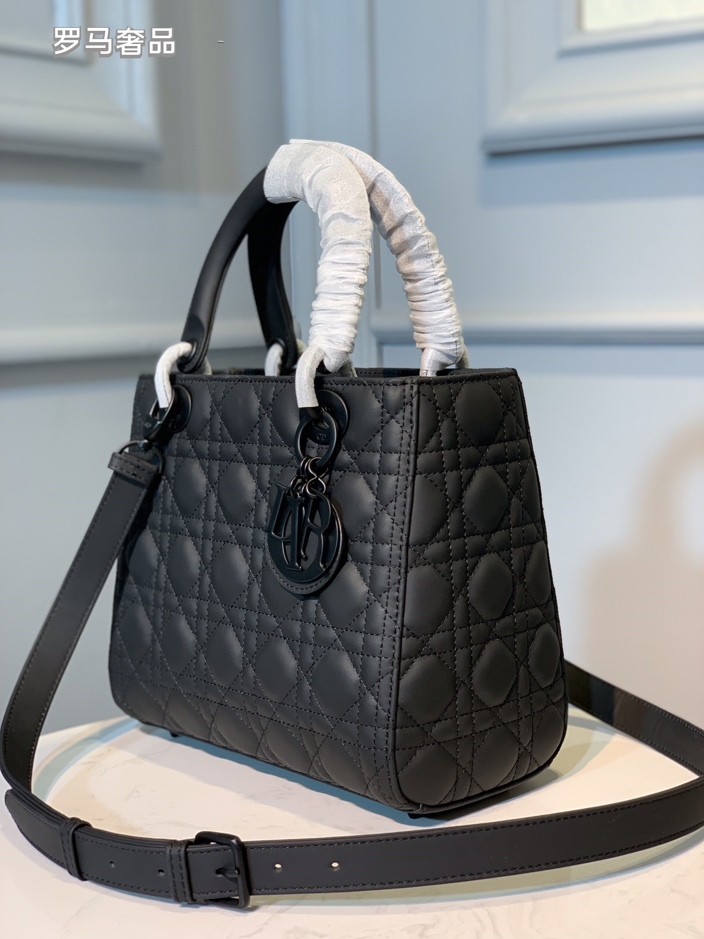 Medium Lady Dior Bag in Black Ultra-Matte Cannage Calfskin