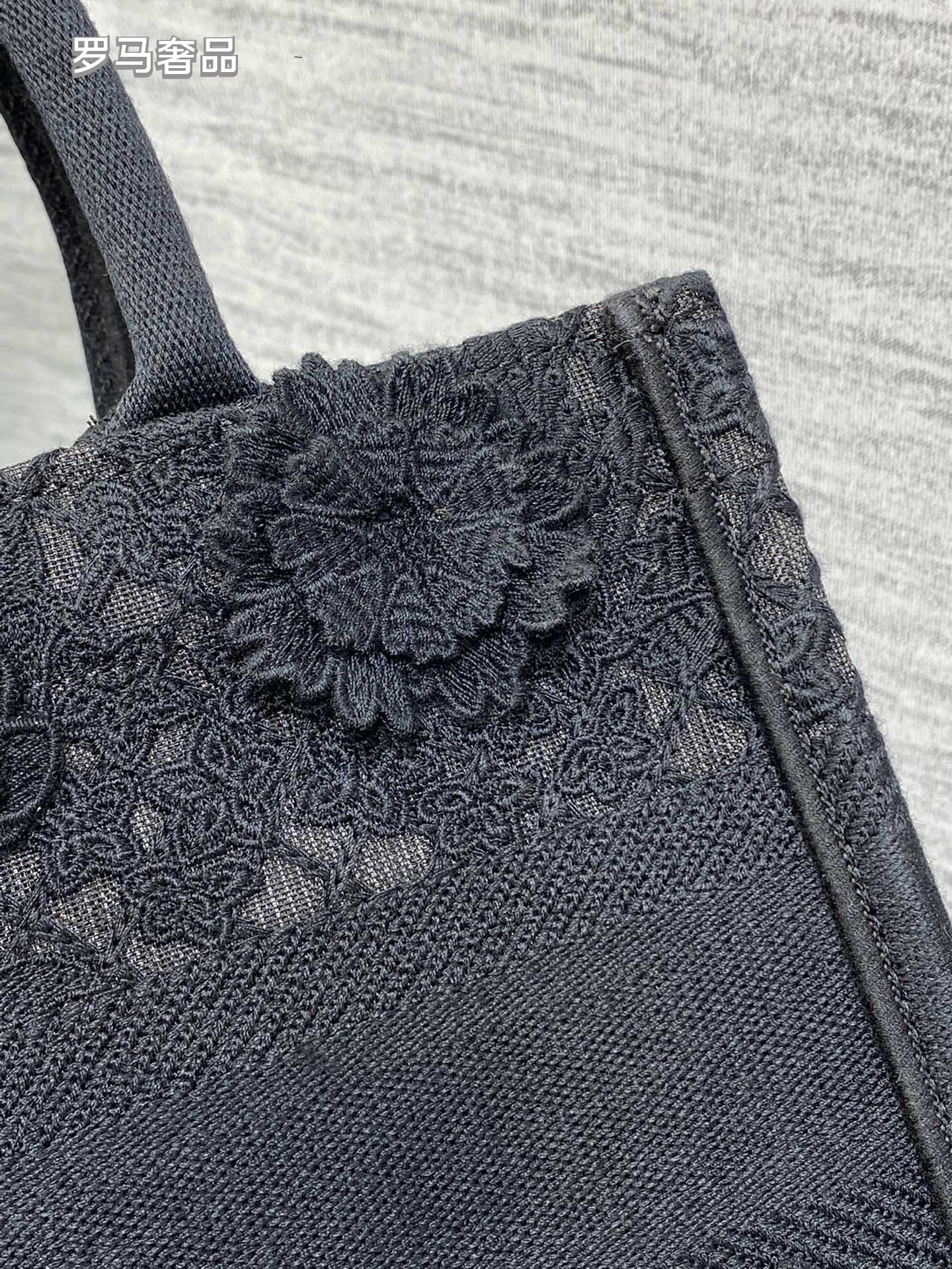 Dior Elegant White 3D Floral Lace Embroidered Canvas Tote Handbag