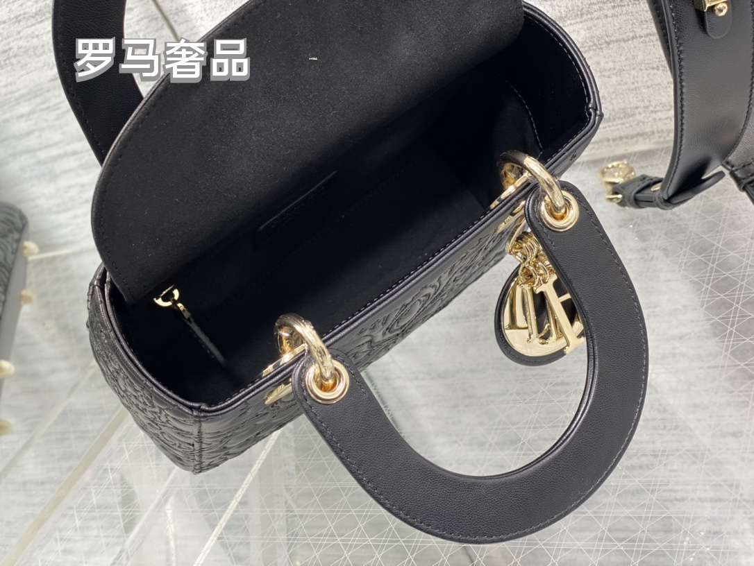 Lady Dior My ABCDior Bag - White Embossed Calfskin with Gold-Finish Metal Charms