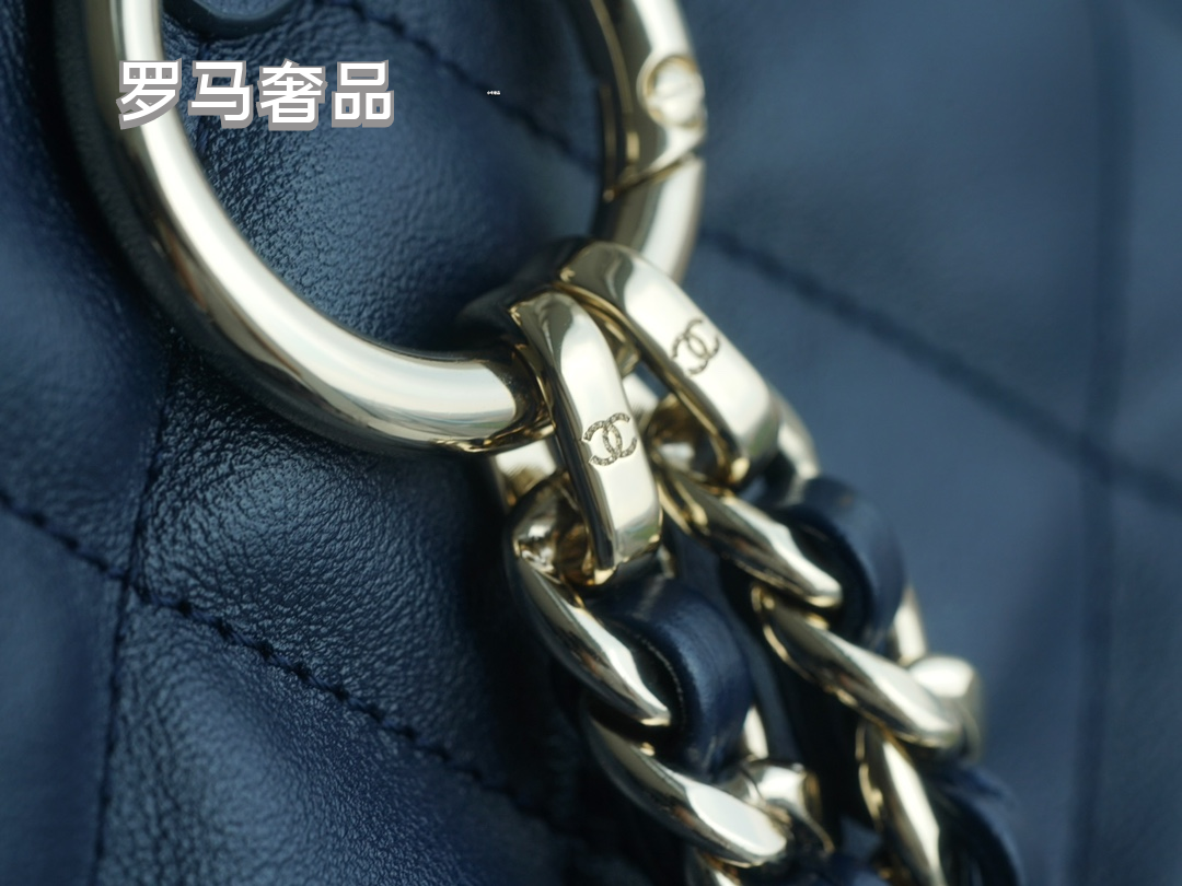 Chanel Navy Quilted Lambskin Leather Backpack with Silver-Tone Hardware