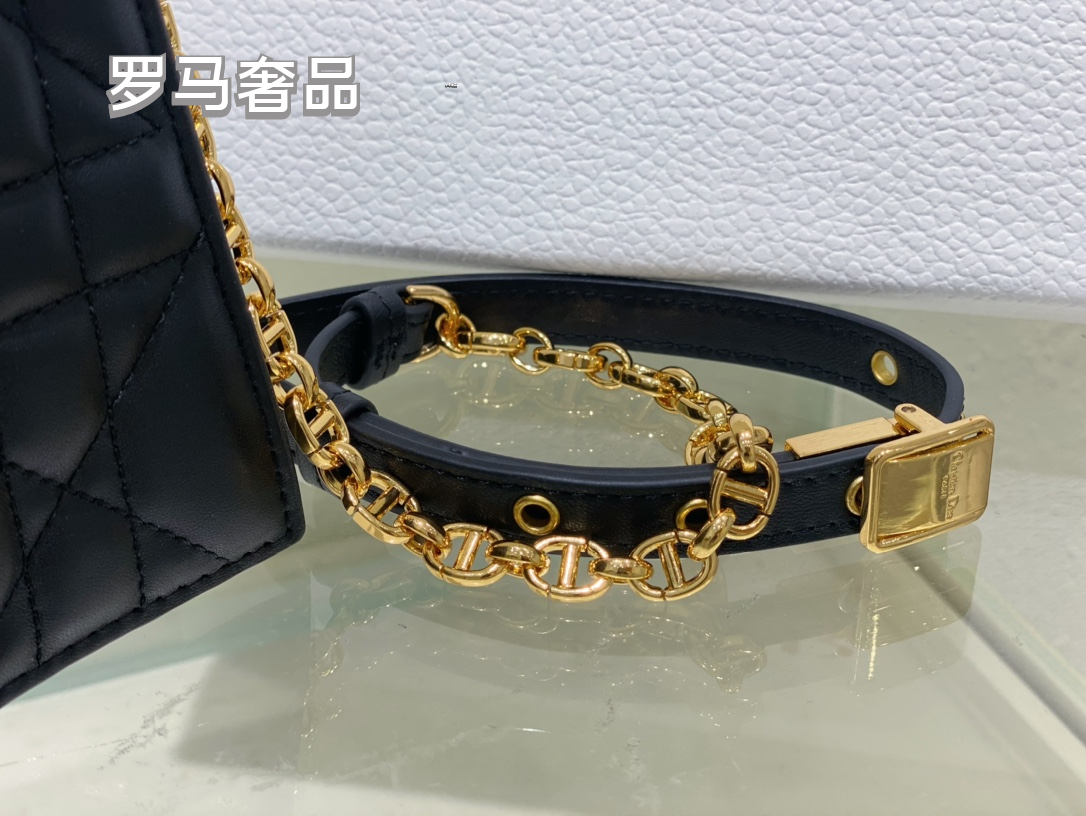 Dior Miss Dior Pouch Black Cannage Lambskin Gold-Finish Chain Bag