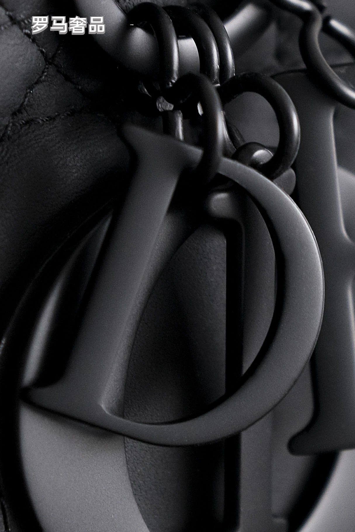 Lady Dior Style Ultra Matte Black Quilted Handbag with Shoulder Strap