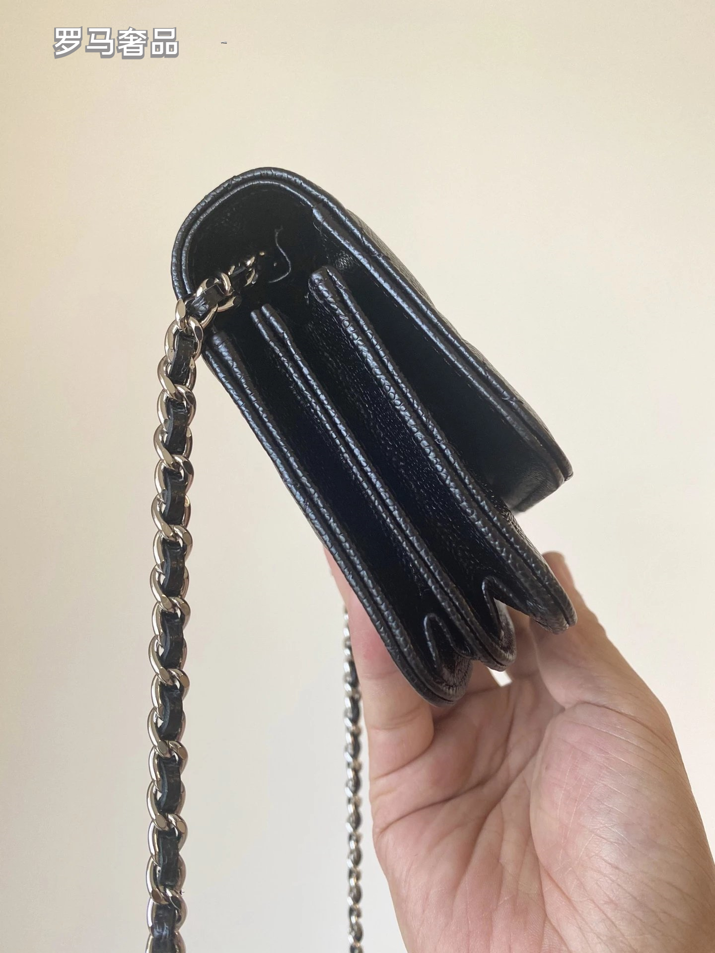 Luxury Quilted Black Leather Mini Crossbody Bag with Silver Chain Strap